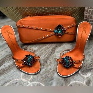 Giuseppe Zanotti Sandals With Matching Clutch Bag w/Handle